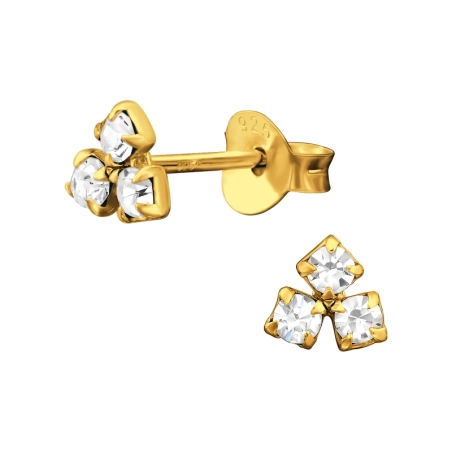 Vergoldeter Cluster mit Kristallen Ohrstecker mit Kristall Schmuck | All4silver