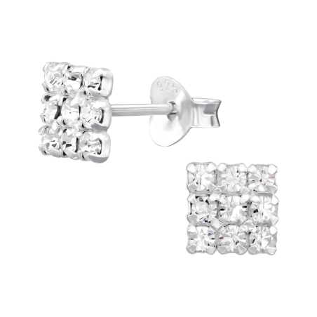 Quadratische Ohrstecker mit Kristallsteinen Ohrstecker mit Kristall Schmuck | All4silver