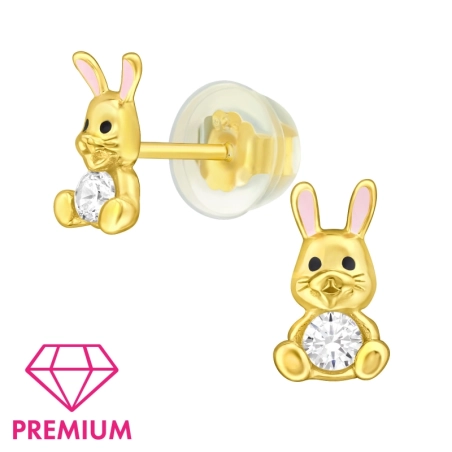 Vergoldet Hase mit Zirkonia - Premium* Osterschmuck Schmuck | All4silver