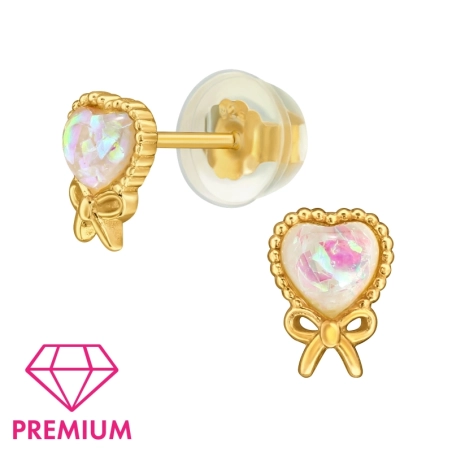 Goldplattiertes Herz mit Opal - Premium* Valentinstag-Schmuck Schmuck | All4silver