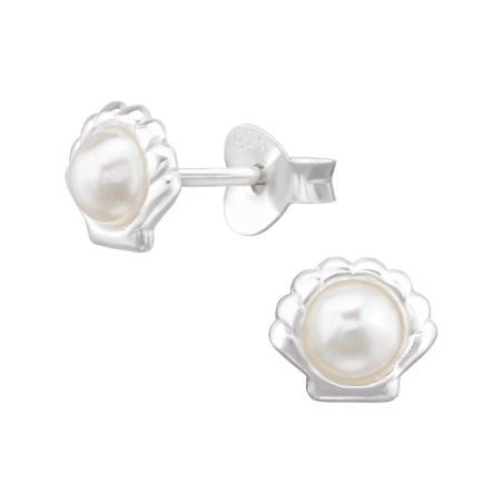 Muschel-Ohrstecker Ohrstecker mit Perlen Schmuck | All4silver