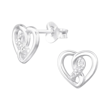 Herz mit Zirkoniasteinen Ohrstecker mit Zirkonia Steinen Schmuck | All4silver