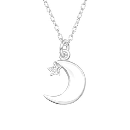 Mond Mit Stern mit Zirconia Sterne, Mond & Sonne Schmuck | All4silver