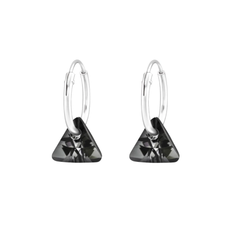 Schwarzes Dreieck aufgehängt Ohrringe mit Kristall Schmuck | All4silver