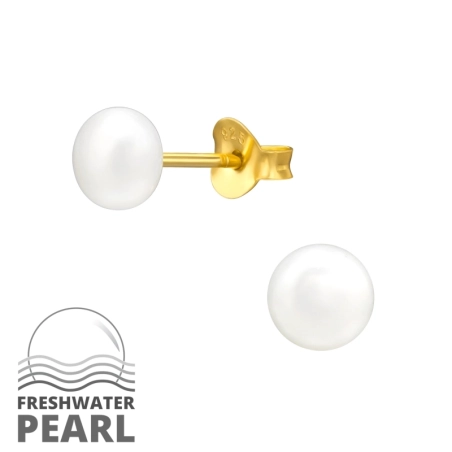5mm goldene Süsswasserperle Ohrstecker mit Perlen Schmuck | All4silver