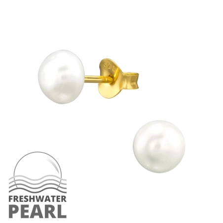 Vergoldete 6mm mit Perlen Ohrstecker mit Perlen Schmuck | All4silver