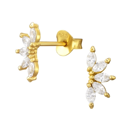 Blätter Ohrstecker mit Zirkonia Ohrstecker mit Zirkonia Steinen Schmuck | All4silver
