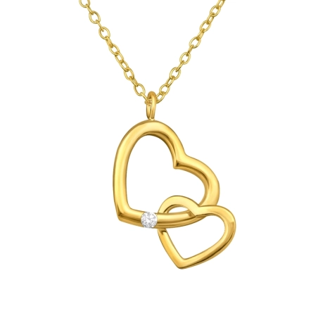 Doppel-Herz mit Zirkonia Valentinstag-Schmuck Schmuck | All4silver