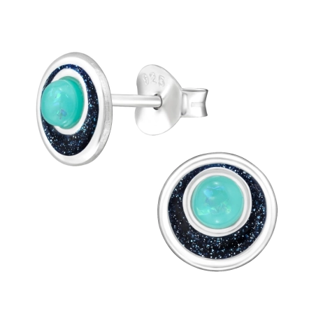 Scheibe mit Halbedelstein Ohrstecker mit Halbedelsteinen Schmuck | All4silver