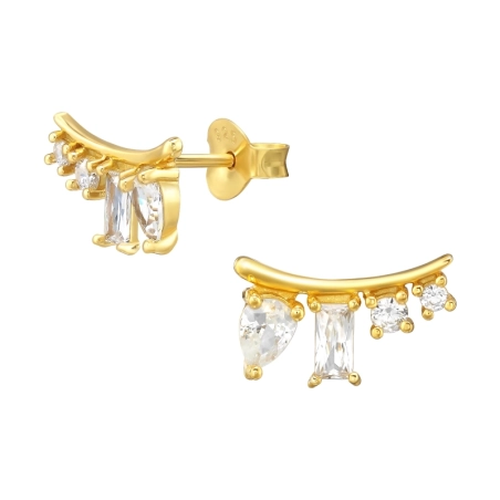 Vergoldete Bergsteiger mit Zirkonia Ohrstecker mit Zirkonia Steinen Schmuck | All4silver