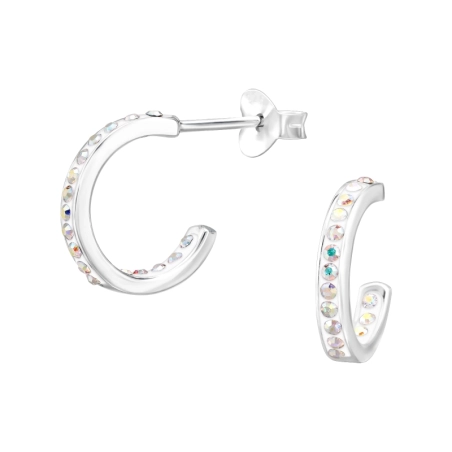 Halb Hoop mit Kristallsteinen Ohrstecker mit Kristall Schmuck | All4silver