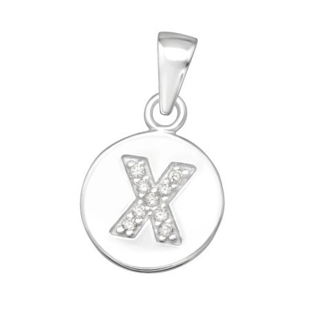 Buchstabe X Anhänger mit Zirkonia Steinen Schmuck | All4silver