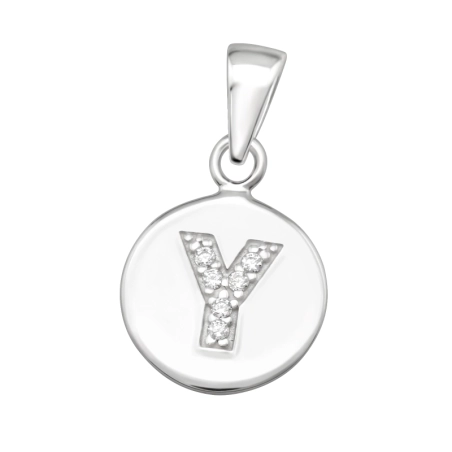 Buchstabe Y Anhänger mit Zirkonia Steinen Schmuck | All4silver