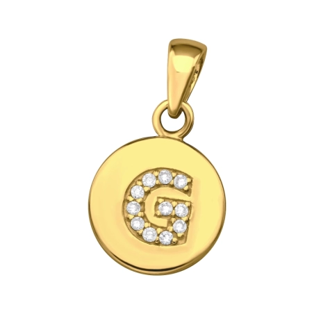 Goldener Buchstabe G Anhänger mit Zirkonia Steinen Schmuck | All4silver