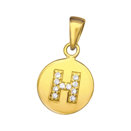 Goldener Buchstabe H Anhänger mit Zirkonia Steinen Schmuck | All4silver