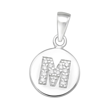 Buchstabe M - 925Er Silber Anhänger Mit Zirkonia Steinen