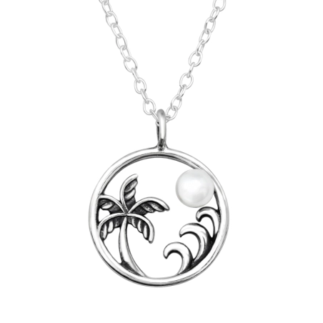 Strand Halskette mit einer Perle Halskette mit Steinen Schmuck | All4silver