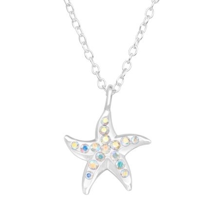 Seestern mit Zirkonia Halskette mit Steinen Schmuck | All4silver