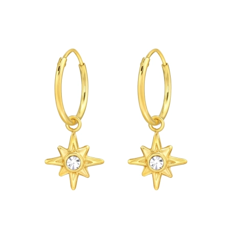 Goldstern Ohrringe mit Kristall Creolen Ohrringe Schmuck | All4silver
