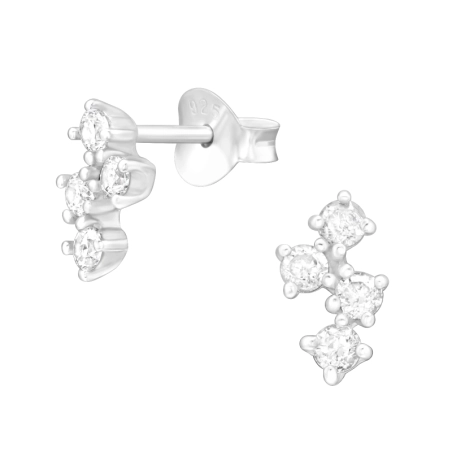4 Zirkone Ohrstecker mit Zirkonia Steinen Schmuck | All4silver