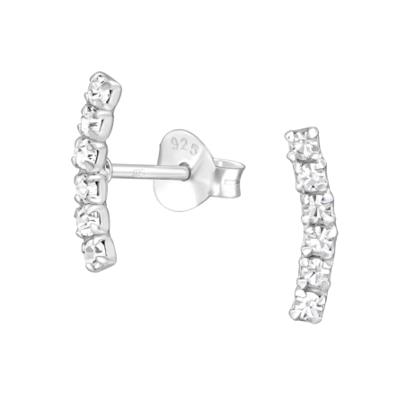 Gebogener Hammer mit Kristallen Ohrstecker mit Kristall Schmuck | All4silver