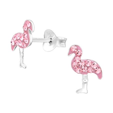 Flamingo Ohrstecker mit Steinen Schmuck | All4silver