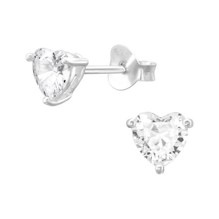 Herz - Schmuck Sterling Silber 925 Ohrstecker mit Zirkon