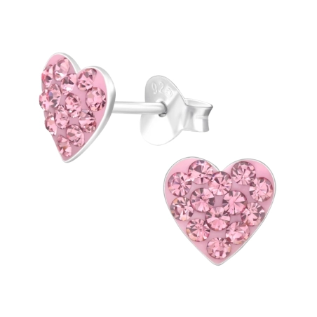 Herz mit Kristallen Ohrstecker mit Steinen Schmuck | All4silver
