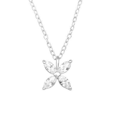 Blume mit Zirkonia Natur Schmuck Schmuck | All4silver