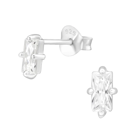 Zirkonia in Form eines Baguettes Ohrstecker mit Zirkonia Steinen Schmuck | All4silver