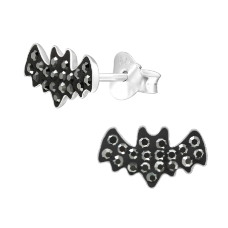 Fledermaus Ohrstecker  - 925Er Silber Ohrstecker Mit Steinen