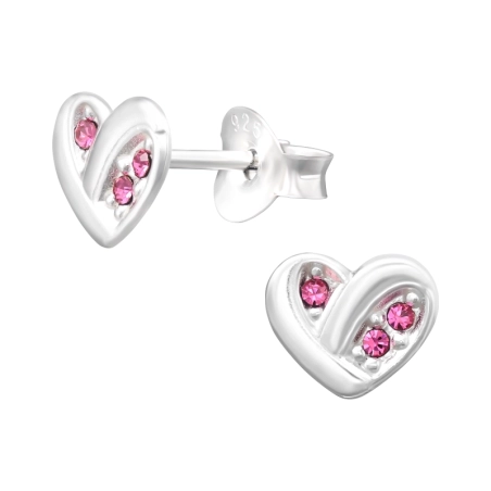 Herzen mit rosa Kristallen Ohrstecker mit Kristall Schmuck | All4silver