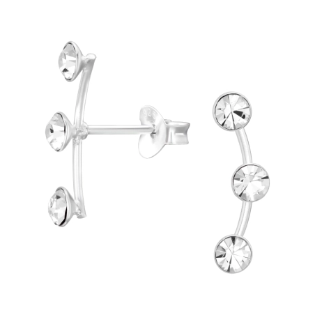Dreifachrunde Ohrstecker mit Kristall Schmuck | All4silver