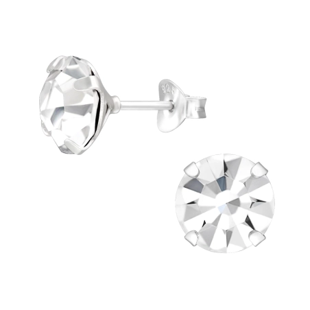 8 mm runder Kristall Ohrstecker mit Kristall Schmuck | All4silver