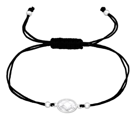 Ovaler Zirkon mit verstellbaren Silberkugeln – Schmuck aus 925er Silber + Nylonschnur-Armbänder mit Schnur