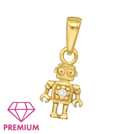 Vergoldeter Roboter – Premium* Anhänger für Kinder Schmuck | All4silver