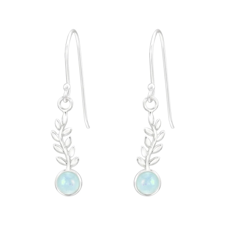 Blatt mit Opal Ohrringe mit Halbedelsteinen & Opal Schmuck | All4silver