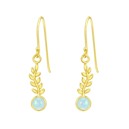 Olivenzweig mit Opal Ohrringe mit Halbedelsteinen & Opal Schmuck | All4silver