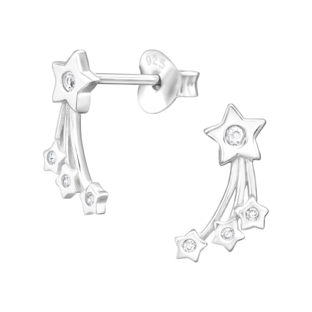 Komet Ohrstecker mit Zirkonia Steinen Schmuck | All4silver