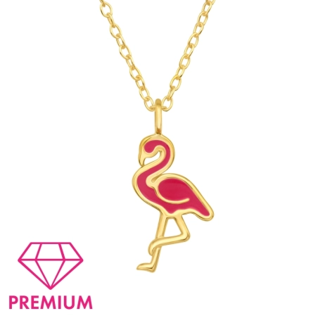 Vergoldeter Flamingo - Premium* Halsketten für Kinder Schmuck | All4silver