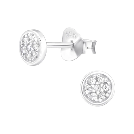Rund mit Zirkonen Ohrstecker mit Zirkonia Steinen Schmuck | All4silver