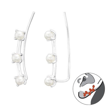Glasperlen in einer Reihe Ohrklemme und Ohrkletterer Schmuck | All4silver