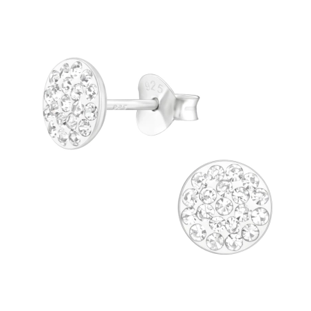 Rund mit Kristallen Ohrstecker mit Kristall Schmuck | All4silver
