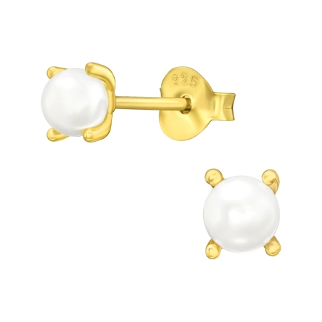 4mm vergoldete Glasperle Ohrstecker mit Perlen Schmuck | All4silver