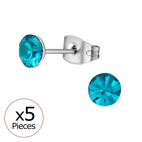 5x 5 mm rund Ohrstecker aus Edelstahl Schmuck | All4silver