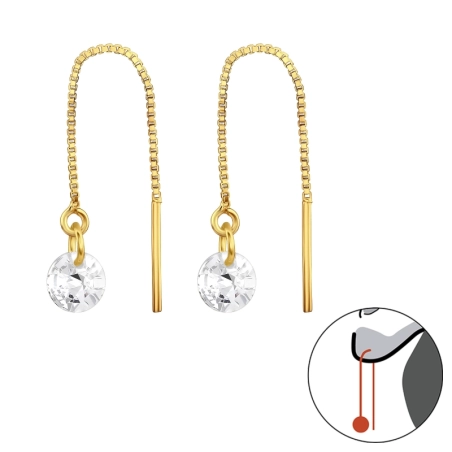 5 mm runder Zirkon mit vergoldeter Silberkette Ohrringe mit Zirkonia Steinen Schmuck | All4silver