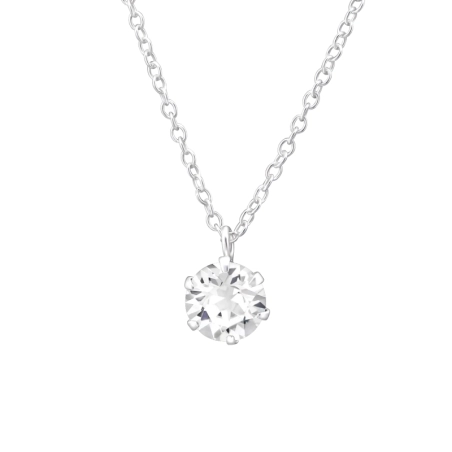 6mm Kugel mit Kristall Halskette mit Steinen Schmuck | All4silver