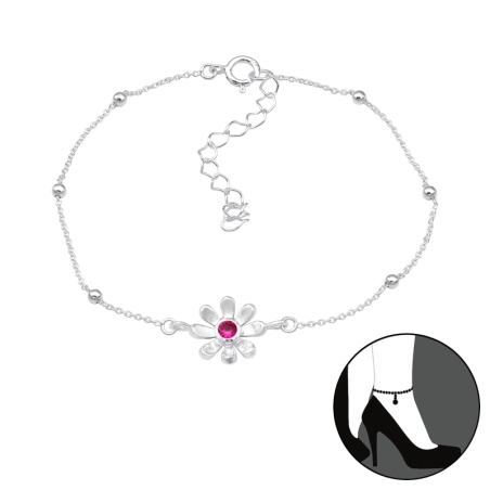 Blume mit rubinrotem Zirkon Natur Schmuck Schmuck | All4silver