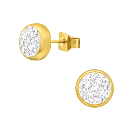 6 mm vergoldete Runde mit Kristallen Ohrstecker aus Edelstahl Schmuck | All4silver