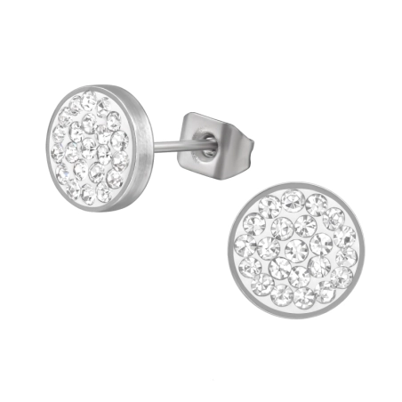 8 mm rund mit Kristallen Ohrstecker aus Edelstahl Schmuck | All4silver